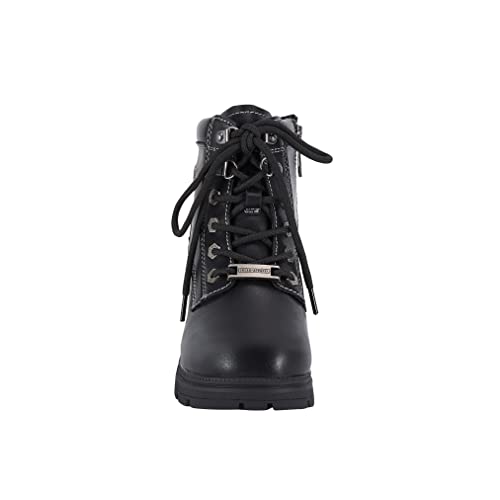 Women's Motorcycle Boot With Side Zipper Lace Up Military Combat Boots Faux Leather Ankle Booties Riding Boots Biker Boots For Women (Black, Us_Footwear_Size_System, Adult, Women, Numeric, Medium, Numeric_8_Point_5) #TOP3