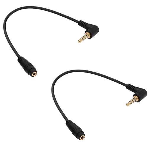 YARCHONN Cable adaptador de audio para auriculares, 3,5 mm, TRRS de 4 polos, ángulo recto a 3 polos, convertidor de audio estéreo, cable de extensión para teléfonos móviles, tabletas, MP3, altavoces
