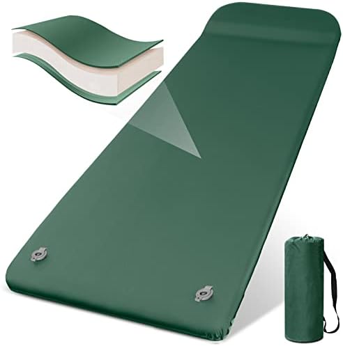 ELECINNOV Self Inflating Sleeping Pad for Camping-UltraThick Memory Foam Sleeping Mat,Foam Camping Mats with Pillow for Backpacking Traveling, and Hiking, Lightweight Portable，Camping Mattress
