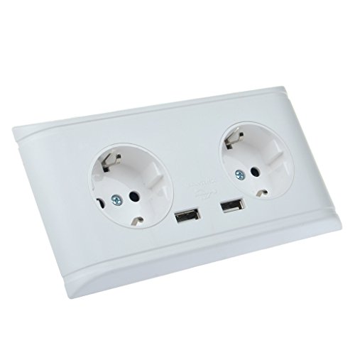 1PC Standard USB Schuko Steckdose mit 2 x USB (5V/2.1A) Doppel Wandsteckdose zum Aufladen von iPhone, iPad, Samsung Galaxy,Tablets,MP3 & Mehr