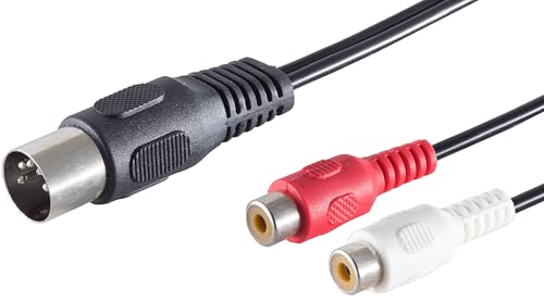 Câble adaptateur DIN 5 broches et double RCA avec contacts nickelés anti-interférence