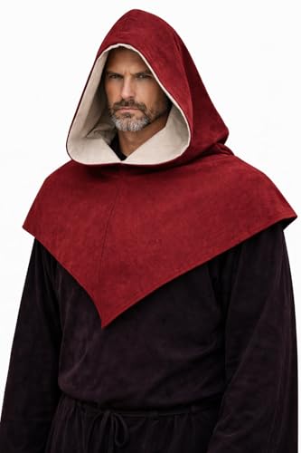 Medieval Archer Chaperon Hood for Men & Women – Renaissance & Viking Hooded Cowl, Robin Hood Costume Headwear, LARP Ren Faire, Regular & Plus Size