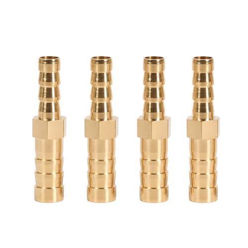 4 Pièces Raccords Cannelés Droits,raccord Durite Gasoil,Laiton 8mm à 6mm, Connecteurs Cannelés Barbelés Pour Tuyaux Air, Eau, Huile Et Carburant,...