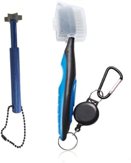 XinTan Tiger Golf Tool Set -Retractable Golf Club Brush and 6 Heads Golf Club Groove Sharpener. Practical Sharp and Clean Kits for All Golf Irons(Blue)