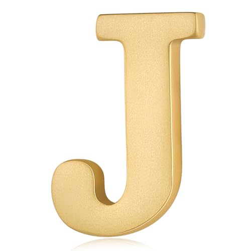 Image of HONEY BEAR Mens Womens Initial Alphabet Letter Lapel Pins Collar Badge Brooches for Business Wedding Graduation Gift Matte Gold 0.59 inches
