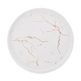 DOITOOL Plato de Cerámica de Color Claro Diseño de Mármol de 20 Cm, Bandeja Redonda para Joyas y Baratijas, Expositor Decorativo Adecuado para Anillos, Pendientes y Accesorios en Hogar