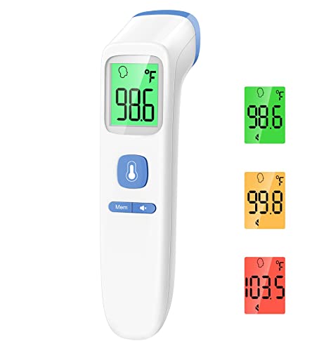 Forehead Thermometer, Baby and Adults Thermometer with Fever Alarm, LCD Display and Memory Function, Ideal for Whole Family