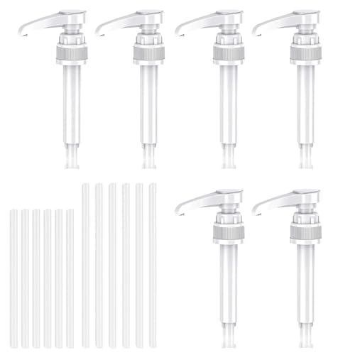 XUIIOSOOKP 6 STK Dosierpumpe Kompatibel mit Best Body Nutrition Vital Drink, Ersatz Sirup Pumpe Pumpspender Sirupspender für 500ml/1000ml Flaschen, mit 6 Langen Schläuchen & 6 kurzen Schläuchen