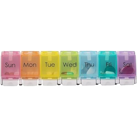 Aidapt 7 Day Weekly Pill Storage Box with Push Button Release.Medication Box,Weekday Medicine Storage,Ideal for Arthritis,Alzheimers,Dementia,Tablets Cover