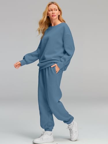 AUTOMET Womens 2 Piece Outfits Sweatsuit Oversized Sweatshirt Lounge Sets Baggy Sweatpants Fall Fashion with Pockets