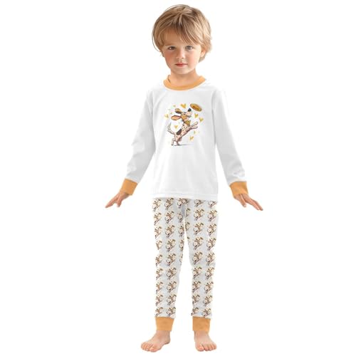 Cartoon Pajamas Set Dog Paly Love Yellow Heart Long Sleeve PJs Cotton Jammies Sleepwear Top and Pants3