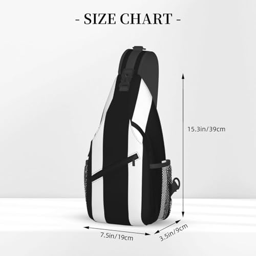 Bolso cruzado de pecho para hombre estilo banda diagonal negro y blanco miniatura 3