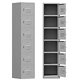 Firstsky 71'' Metal Locker with Keys for School,Gym,Steel Office Storage Locker with 6 Doors,Tall Cabinet for Employees(Gray, 6-Door)