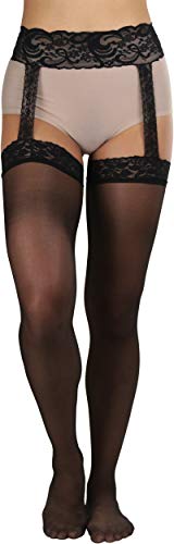 ToBeInStyle Women’s Attached Garter Belt Suspender Nylon Stocking Pantyhose4