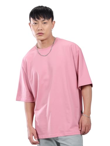 Image of Beyoung Looper Solid Oversized Tshirt for Men | Round Neck | Drop Shoulder | Half Sleeves | Plain Oversized Tshirt