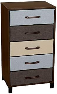 Household Essentials Wooden 5 Drawer Dresser | Storage Night Stand | Mahoganey