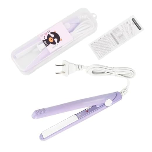 Mini Hair Straightener 2 in 1 Straight and Curly Hair Flat Iron Ceramic Tourmaline Plate 100-240V 20W US Plug (Purple)