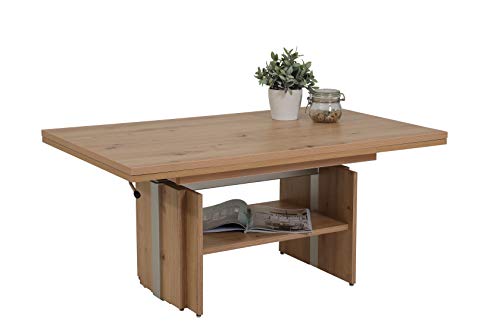 Hela Tische, Couchtisch Wohnzimmertisch Jerome, Holzwerkstoff melaminbeschichtet, Artisan Eiche, ausziehbar 110-177cm, höhenverstellbar mit Lift 53-69cm