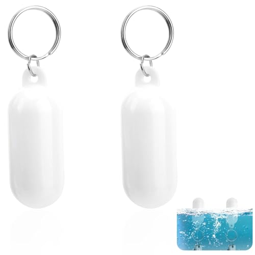 Image of Gosknor 2pcs Boat Floating Keychains, Pill Shaped Float Key Ring Pendant Water Sport Accessory for Kayak Sailing Surfing Boating Rowing Fishing (White)