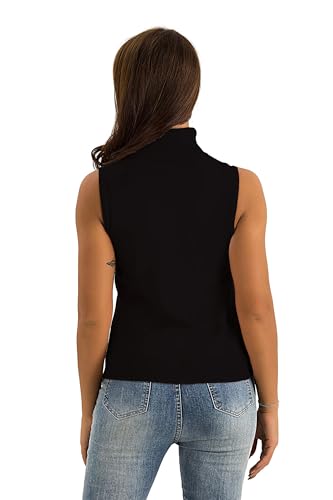 Image of Spicy Sandia Women Stretchable Turtleneck Knit Sleeveless Slim Fit Sweater