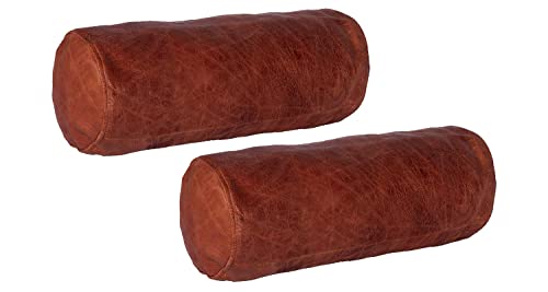 LL LEATHER LOVERS Round Cervical Roll Cylinder Bolster Pillow Cover | Ergonomically Designed for Head, Neck, Back, and Legs, Ideal for Spine and Neck Support, 6x16 Inches, Tan Artical Pack of 2