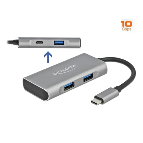 Hub DeLOCK 4 ports 10 Gbps USB 3.2 Gen 2 Type C et Type A compact - vue 3