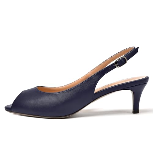 SKYSTERRY Womens Dress Matte Slingback Buckle Evening Peep Toe Kitten Low Heel Pumps Shoes 2 Inch2