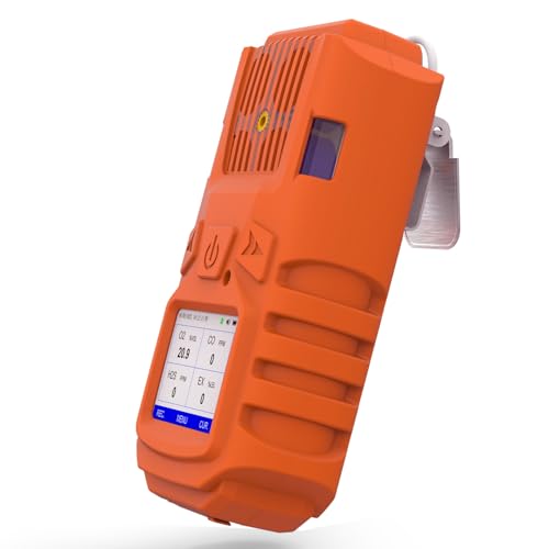 4 Gas Monitor Multi Gas Detector H2S CO LEL O2 Portable Gas Meter Tester Analyzer Sound Light Vibration Indicator Clip on 3000mAh Battery with...