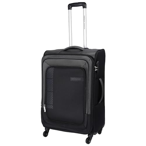 Image of American Tourister Apolo 70 cms Check-in Polyester Soft Sided 4 Spinner Wheels Luggage /Suitcase /Trolley Bag (Black)