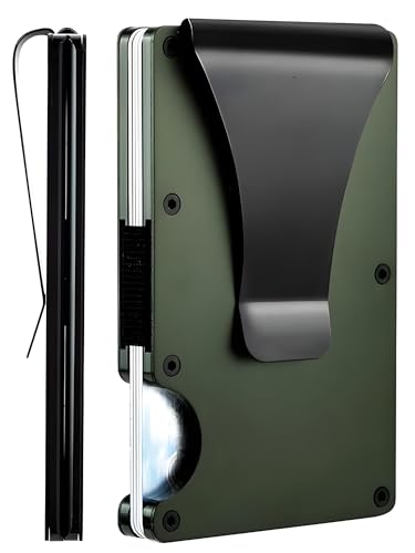 Generic Minimalist Slim Wallet for Men – Metal Front Pocket Wallets for Men - Thin Wallets for Men with RFID Blocking - Credit Card Holder with Aluminum Money Clip (Green) - Main Image