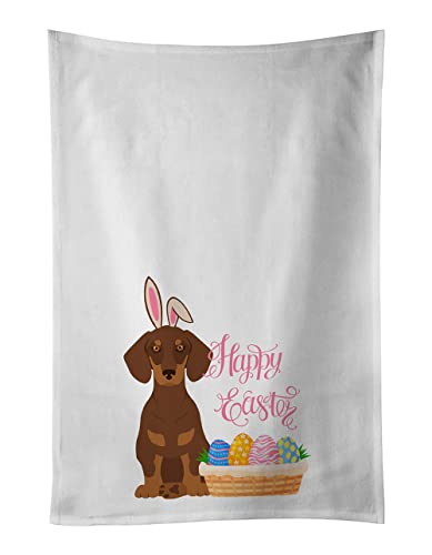 Caroline's Treasures WDK5009WTKT Chocolate and Tan Dachshund Easter White Kitchen Towel Set of 2 Dish Towels Decorative Bathroom Hand Towel for Hand, Face, Hair, Yoga, Tea, Dishcloth, 19 X 25, White