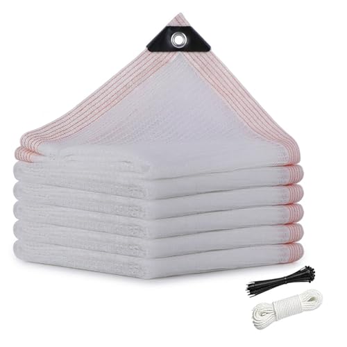 45% Red de Sombra Blanca 3x4m 5x6m 8x8m, Malla Sombreo Exterior Transpirable con Ojales, Tela de Sombra Protector Solar para Plantas de Jardín, Patio, Balcón, Gallinero, Pérgola