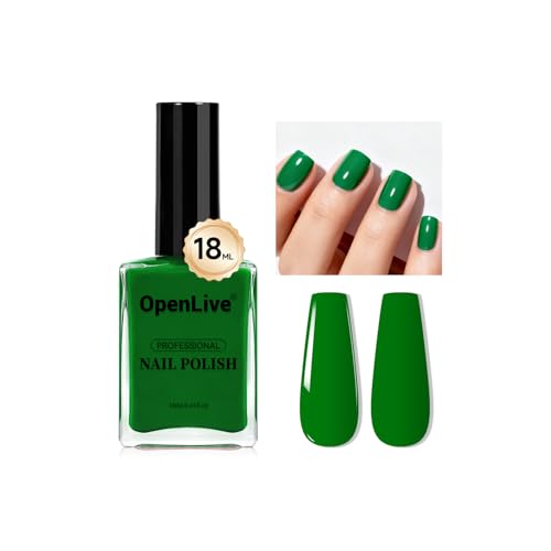 OpenLive 18ml Dark Green Nail Polish Large Volume Quick Dry Nail Polish, Long Lasting Shine, Fingernail Toenail Nail Art DIY Home Travel Nail Art Gift
