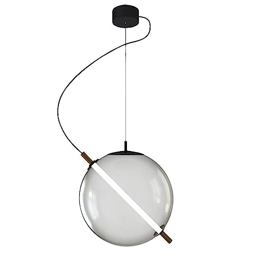 Lustre plafonnier LED industriel noir cage en verre pour suspension îlot cuisine et entrée