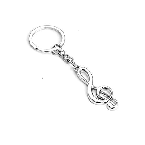 Preisvergleich Produktbild Fancychain Schlüsselanhänger Schlüsselring Musik Note Notenschlüssel Violinenschlüssel Musik Sänger Chrom Metall Silber Gitarre Anhänger