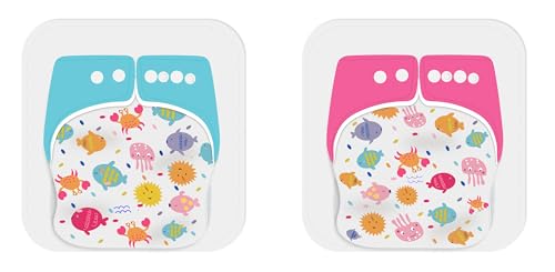 Image of Ambaby Organic Cotton Cloth Diapers - Pack of 4 | Leak-Proof & Reusable | 250ml Absorption | 2 Covers 2 Inserts 2 Boosters | Rash-Free Quick Dry