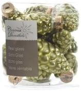 Kaemingk Tub of 12 6cm Green Glass Pine Cone Xmas Hanging Decorations , 012356