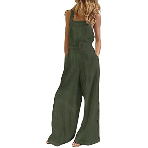 VONDA Peto Mono Elegante para Mujer Verano Pantalones de Verano Algodón Cover
