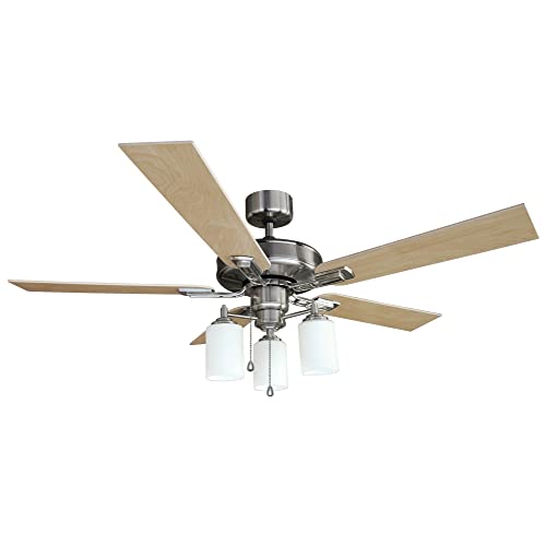 Image of Design House Aubrey Ceiling Fan, 52 inch, Satin Nickel