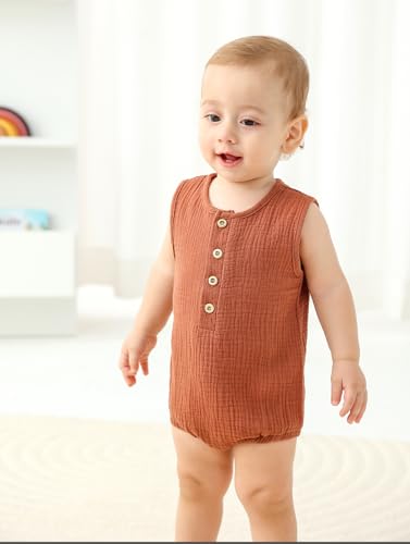 Watoche C089CT11-14 Baby Boy Ribbed Bodysuit Sleeveless Solid Romper Newborn Cotton Linen Jumpsuit One Piece Baby Boy'S Clothes/Outfits thumb #3