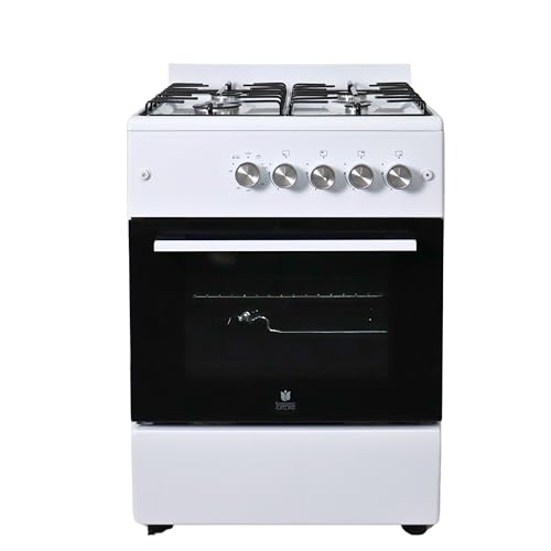 Gasline Gas Standherd 4 Flammig 60cm breit, Gas-Backofen mit Thermostat, Grill und Umluft Weiß SHGG6060FG Erdgas/Propangas