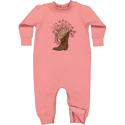 inktastic Cowgirl Rodeo Western Boot Baby Fleece Romper