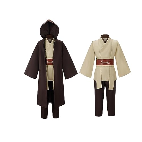 Itopfox Knight Jedi Costume Set for Kids Boys Halloween Cosplay Party Tunic Full Outfit Hooded Robe Uniform 120