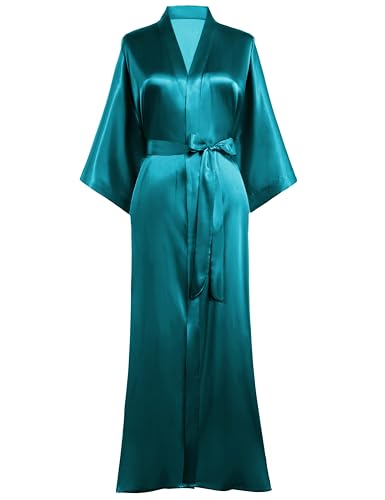 Image of PRODESIGN Satin Kimono Robe Women Long Silky Kimono Bathrobe Sleepwear Wedding Bridesmaid Robe