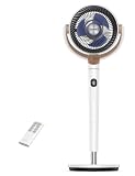 DREO ventilador de pie silencioso 20 dB con oscilación omnidireccional 120°+120°, alcance del viento 26 m, caudal de aire 1615 m³/h, circulador Turbo, altura ajustable 94–107cm, 3 modos, 8 velocidades