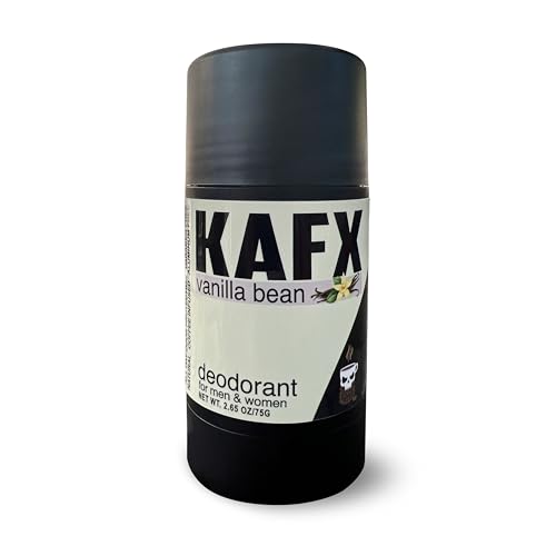 KAFX Body Natural Deodorant for Women and Men - Vanilla Bean, Odor-Fighting Coffee Oil, Organic, Baking Soda-Free, Aluminum-Free, Paraben-Free, Dye-Free, 2.65 oz/75 g