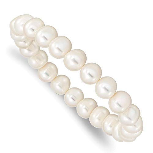 ICE CARATS 8 9mm White Freshwater Cultured Pearl Stretch Bracelet 7.5 Inch Adjustable Wrap Fashion Jewelry for Women Gifts for Her