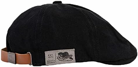 Men's Beret Hat Cotton Newsboy Berets Flat Caps Adjustable Classic Vintage Duckbill Buckle Cabbie Cap Black