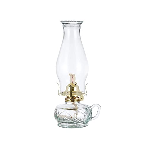 Moddeny Lampe Pétrole Réglable Métal Verre Lampe Huile Lanterne Rétro Lanterne Huile Américaine 12.20 * 5.31 Pouces Lampe Table Lampe Bureau Transparente Lumières Camping Plein Air pour Salon Salle Cover