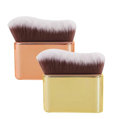 2 pennelli autoabbronzanti per corpo e viso, grandi pennelli per autoabbronzante, portatili, per trucco gambe, corpo, abbronzanti, fondotinta kabuki (oro rosa, oro)